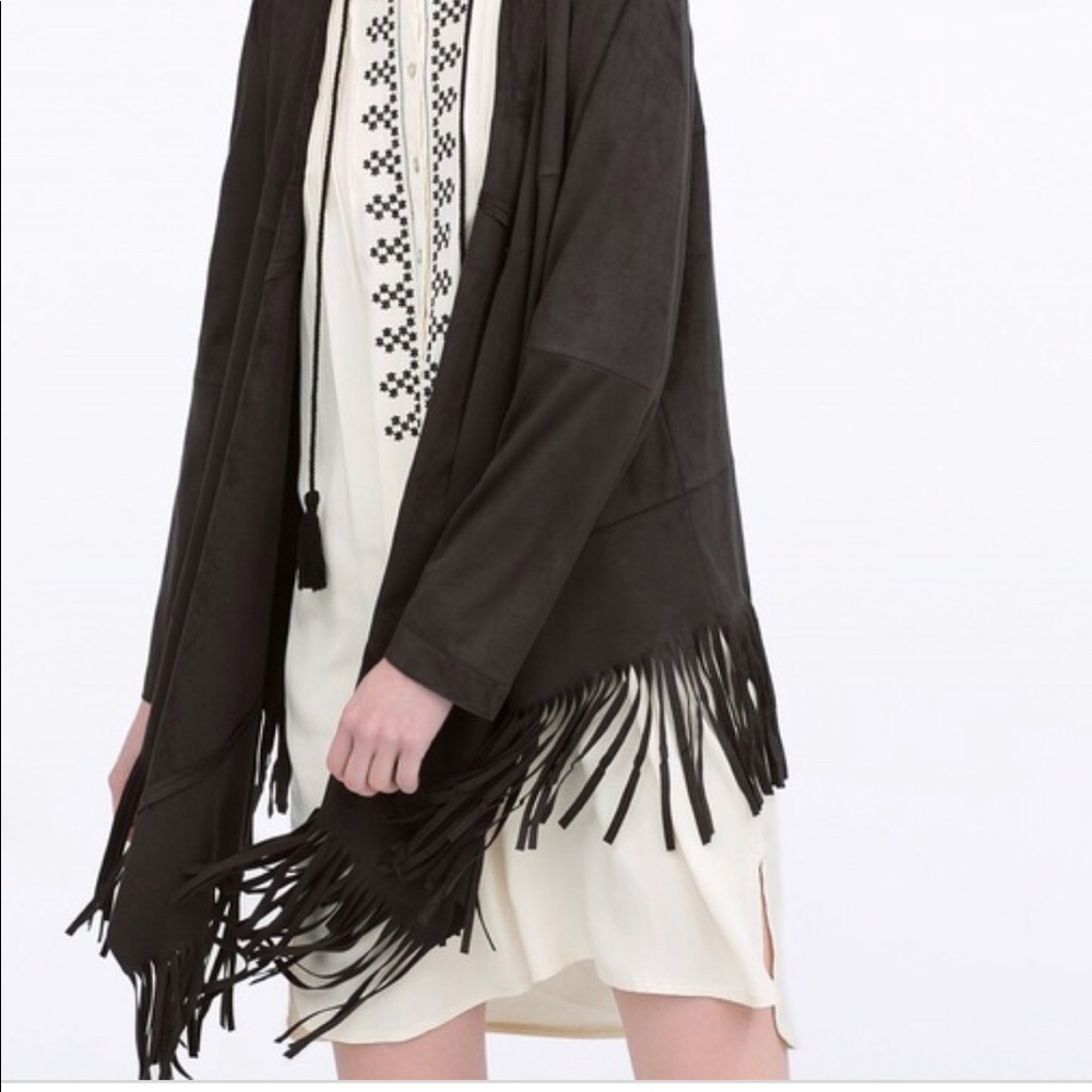 ZARA BLACK FRINGE CARDIGAN